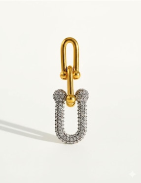 Aretes largos Moon de oro laminado 9 K con acabado pulido zirconia