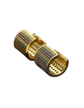 Aretes Moon de oro laminado 9 k con acabado brillante zirconia