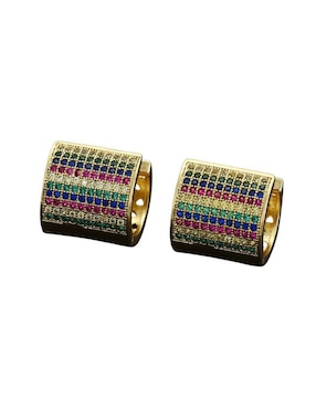 Aretes Moon de oro laminado 9 k con acabado brillante zirconia
