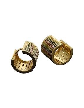 Aretes Moon de oro laminado 9 k con acabado brillante zirconia