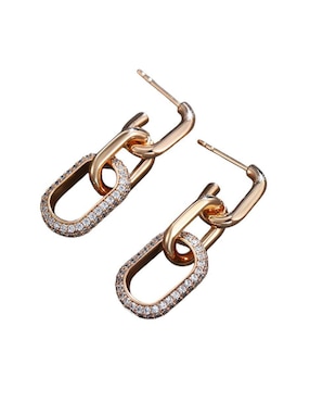 Aretes Moon de oro laminado 9 k con acabado pulido zirconia