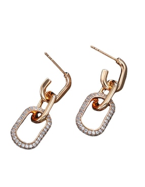 Aretes Moon de oro laminado 9 k con acabado pulido zirconia