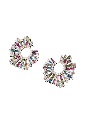 Aretes Moon de oro laminado 9 k con acabado brillante zirconia