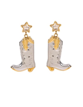 Aretes de bota Moon de oro laminado 9 k con acabado pulido zirconia