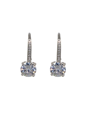 Aretes círculares Carré de plata P 925 con acabado baño rodio zirconia