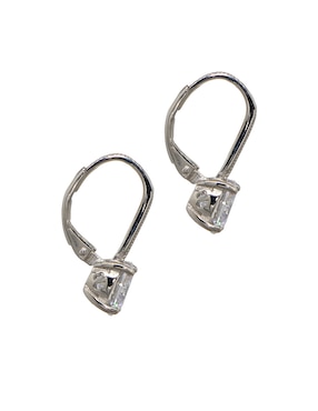 Aretes círculares Carré de plata P 925 con acabado baño rodio zirconia