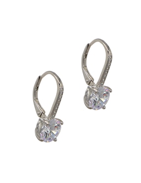 Aretes círculares Carré de plata P 925 con acabado baño rodio zirconia