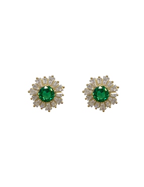 Broqueles de flor Carré Basic de plata P 925 con acabado pavé cristal