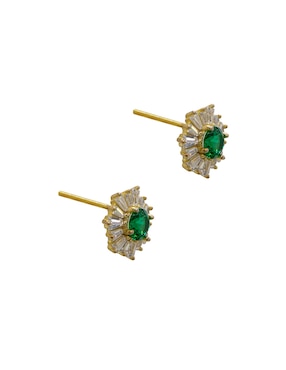 Broqueles de flor Carré Basic de plata P 925 con acabado pavé cristal