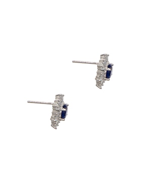 Broqueles de flor Carré Basic de plata P 925 con acabado baño rodio zirconia