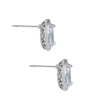 Aretes de óvalo Westies con acabado baño rodio zirconia