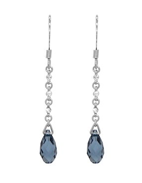 Aretes largos de gota Carré Silver Shade con acabado pavé cristal
