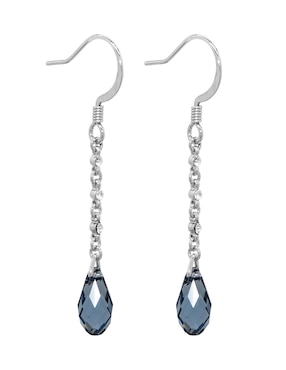 Aretes largos de gota Carré Silver Shade con acabado pavé cristal