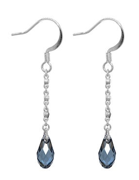 Aretes largos de gota Carré Silver Shade con acabado pavé cristal