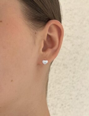 Broqueles de corazón Clepsidra de plata P 925 con acabado plateado