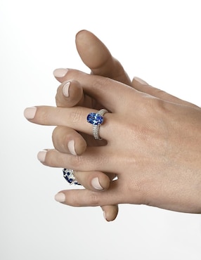 Anillo ovalado Gladkova Joyería P 925 de plata zafiro brillante