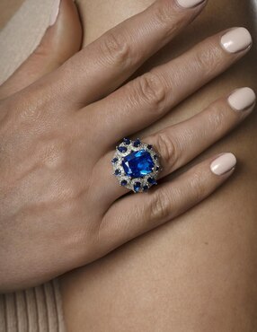 Anillo Gladkova Joyería P 925 de plata zafiro pavé
