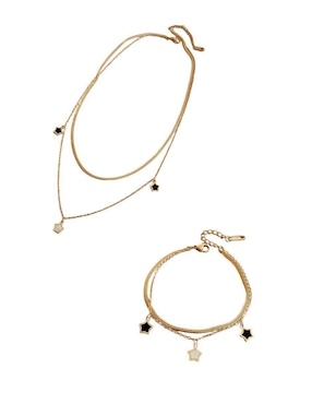 Collar y pulsera de estrella Moon de oro laminado 10 K