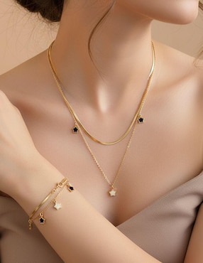 Collar y pulsera de estrella Moon de oro laminado 10 K