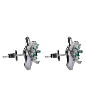 Aretes cortos de flor Gladkova Joyería de plata P 925 con acabado brillante esmeralda