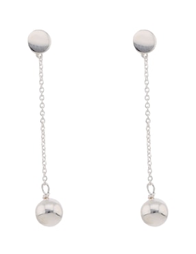 Aretes largos redondos Mauricio Serrano Jewelry de plata P 925 con acabado brillante