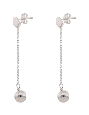 Aretes largos redondos Mauricio Serrano Jewelry de plata P 925 con acabado brillante