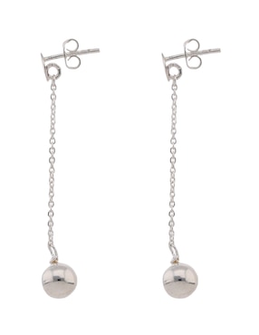 Aretes largos redondos Mauricio Serrano Jewelry de plata P 925 con acabado brillante