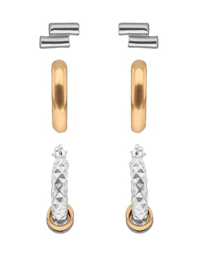 Set de aretes huggies Nine West con acabado brillante