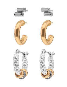 Set de aretes huggies Nine West con acabado brillante