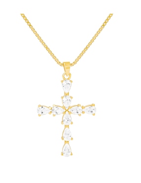 Collar con dije de cruz Carmela Mía de baño de oro 14 K