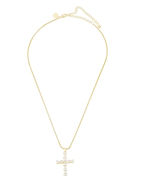 Collar con dije de cruz Carmela Mía de baño de oro 14 K