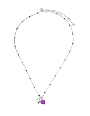 Collar con dije de corazón Carmela Mía Silver Enamel baño de oro 14 K