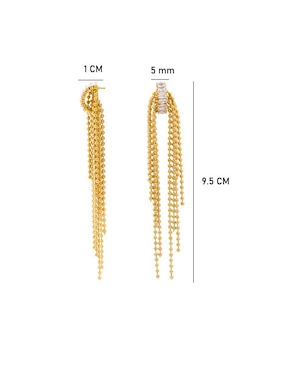 Aretes largos Oro Angelus con acabado brillante zirconia