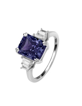 Anillo multi gemas rectangular Natalia Bojalil Luxury P 925 de plata zirconia pulido