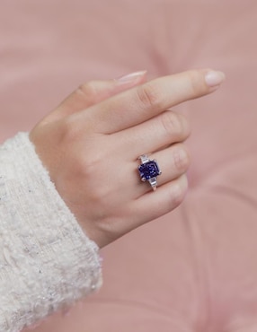 Anillo multi gemas rectangular Natalia Bojalil Luxury P 925 de plata zirconia pulido