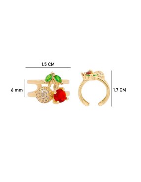 Ear cuff de cereza Oro Angelus con acabado brillante zirconia