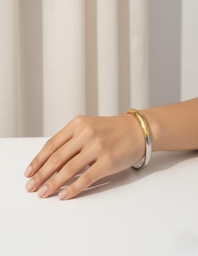 Brazalete Nira de oro laminado 8 K bicolor con acabado pulido