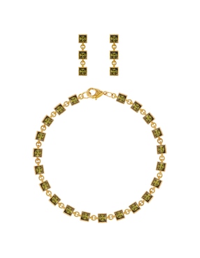 Aretes y pulsera Carré