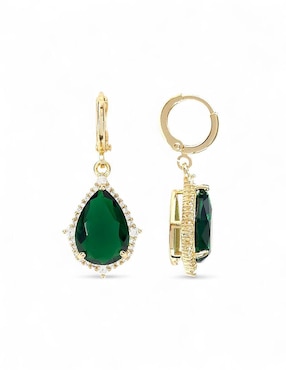 Aretes y collar de gota Og con acabado baño de oro 18 k zirconia