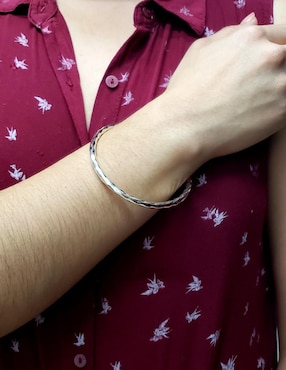 Aro Petick de plata p 925 Brazalete Aro Tubo Martillado con acabado martillado