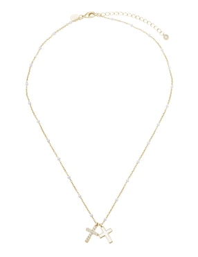 Collar de cruz Carmela Mía de baño de oro 14 K