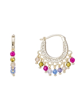 Aretes cortos Carmela Mía Golden con acabado baño de oro 14 k zirconia