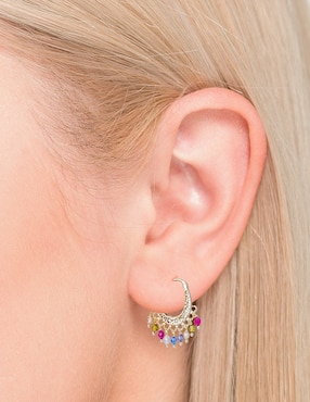 Aretes cortos Carmela Mía Golden con acabado baño de oro 14 k zirconia