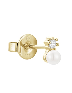 Broqueles Carmela Mía Golden Perlas con acabado baño de oro 14 k perla con zirconia