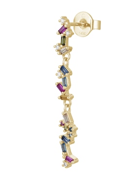 Aretes Largos Carmela Mía Golden Circonias con acabado baño de oro 14 k zirconia