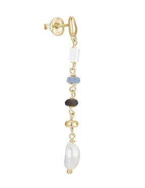 Arete corto Carmela Mía 14 k con acabado baño de oro zirconia