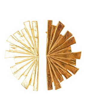 Aretes largos de abanico Adeliza Garzia de plata p 925 y 14 k con acabado lustre