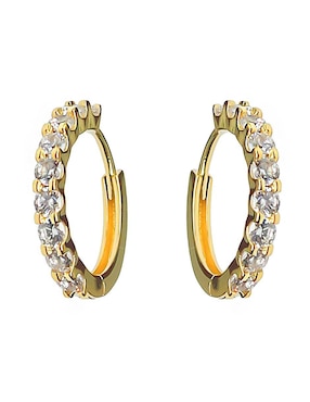 Aretes huggie Sofia Blum de plata p 925 con acabado chapa de oro circonita