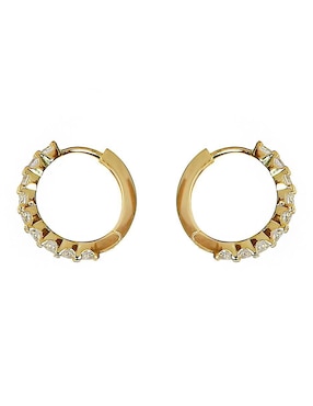 Aretes huggie Sofia Blum de plata p 925 con acabado chapa de oro circonita