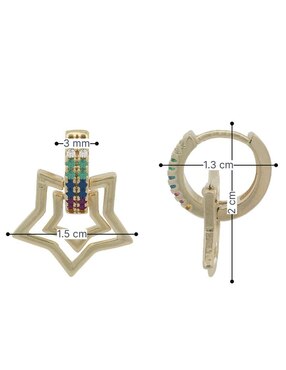 Aretes cortos de estrella Horoz 18 k con acabado chapa de oro zirconia